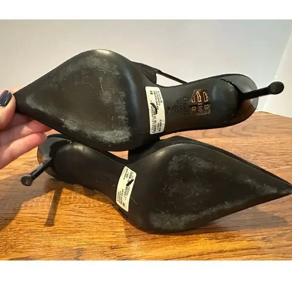 Schutz Alicia Suede Leather Slingback Pumps Black Women’s Size 6B Heels Chic - Picture 7 of 13
